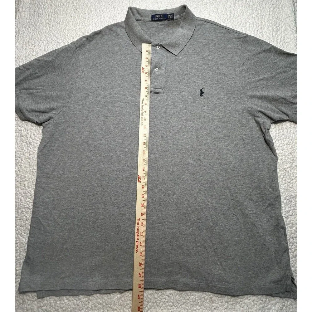 Polo Ralph Lauren Men Big & Tall 3XB 3X Big Gray Mesh Polo Shirt Andover Heather